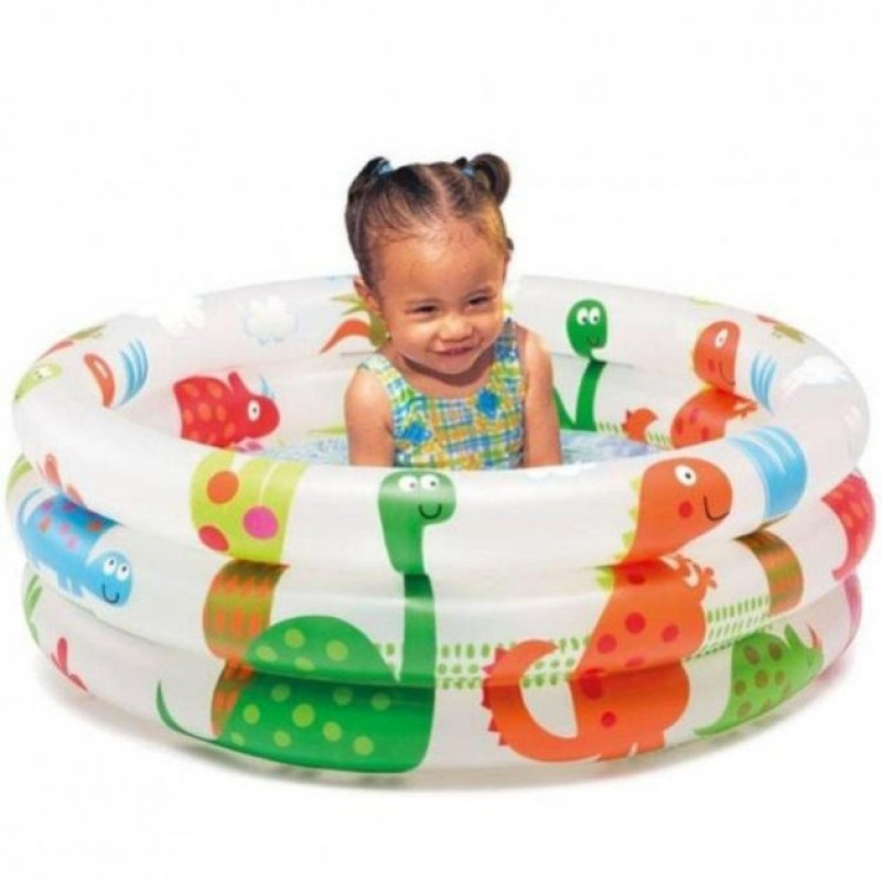 Надувний басейн дитячий від 1 року Intex 57106 Динозаврики 61х22см 33л 3 камери Різнокольоровий