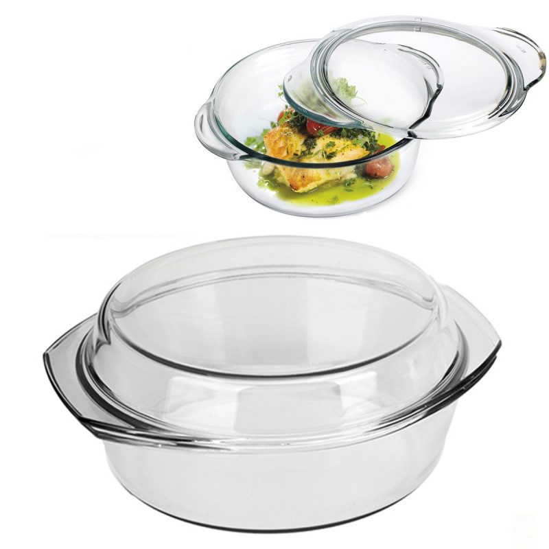 Набір скляних каструль з кришками, термоскло, 3шт. 0,75/1,0/1,5л "Stenson" MS-0080