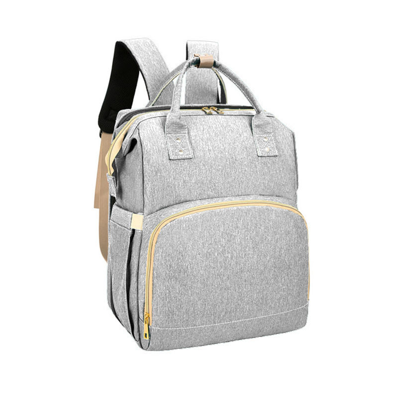 Сумка-рюкзак міська Lesko 2 в 1 для мам та складне портативне ліжечко для малюка Сірий