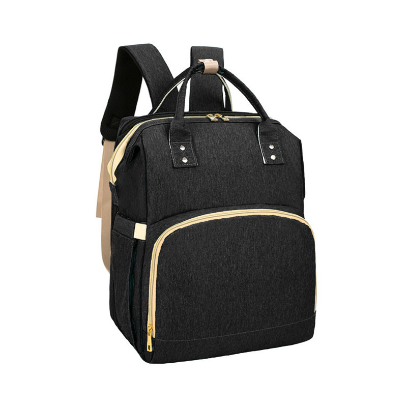 Сумка-рюкзак міська Lesko 2 в 1 для мам та складне портативне ліжечко для малюка Чорний