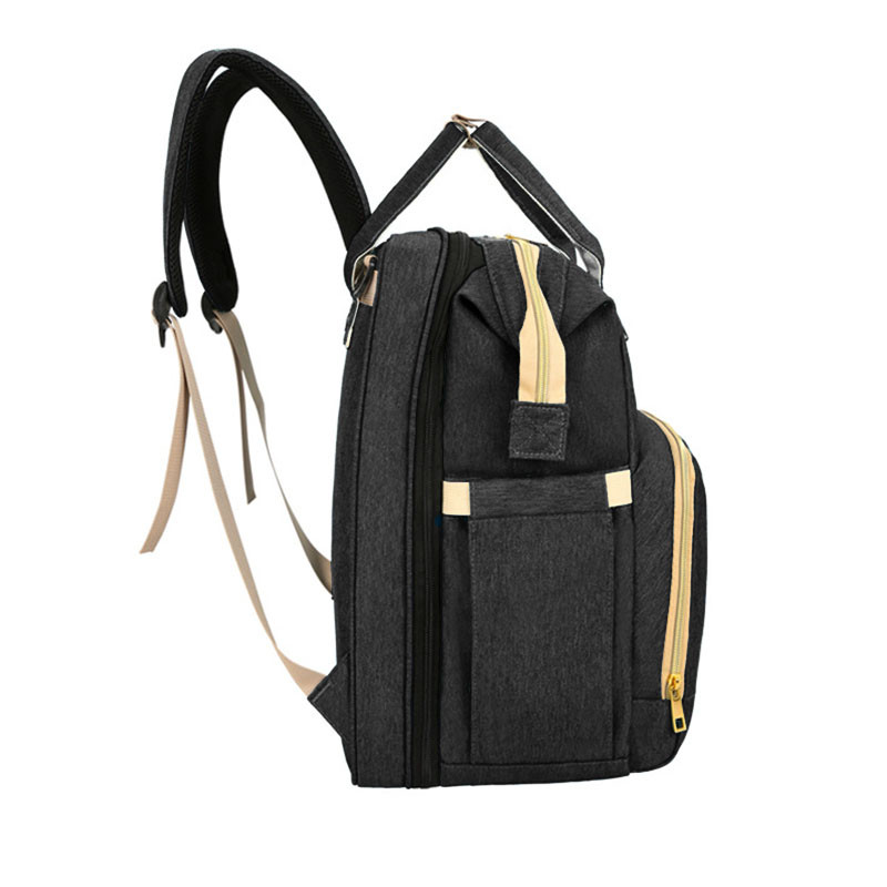 Сумка-рюкзак міська Lesko 2 в 1 для мам та складне портативне ліжечко для малюка Чорний Сумка-рюкзак міська Lesko 2 в 1 для мам та складне портативне ліжечко для малюка Чорний