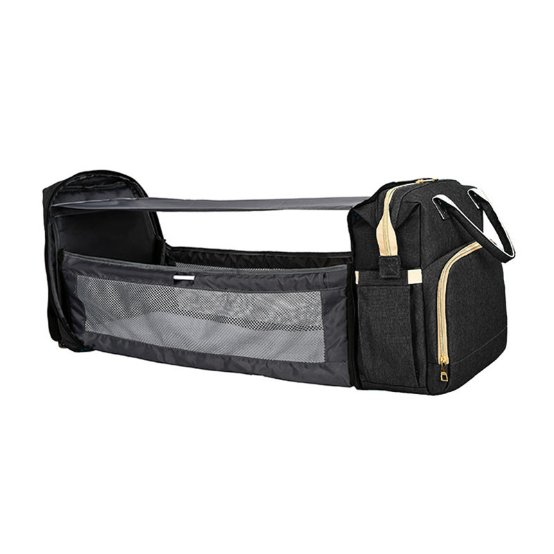 Сумка-рюкзак міська Lesko 2 в 1 для мам та складне портативне ліжечко для малюка Чорний Сумка-рюкзак міська Lesko 2 в 1 для мам та складне портативне ліжечко для малюка Чорний