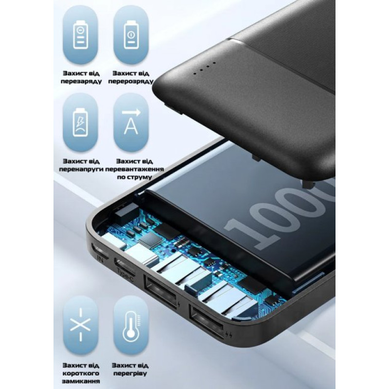 Портативное зарядное устройство павербанк REMAX Lango Series 10000mAh 2USB Power Bank RPP-96 Black Портативное зарядное устройство павербанк REMAX Lango Series 10000mAh 2USB Power Bank RPP-96 Black