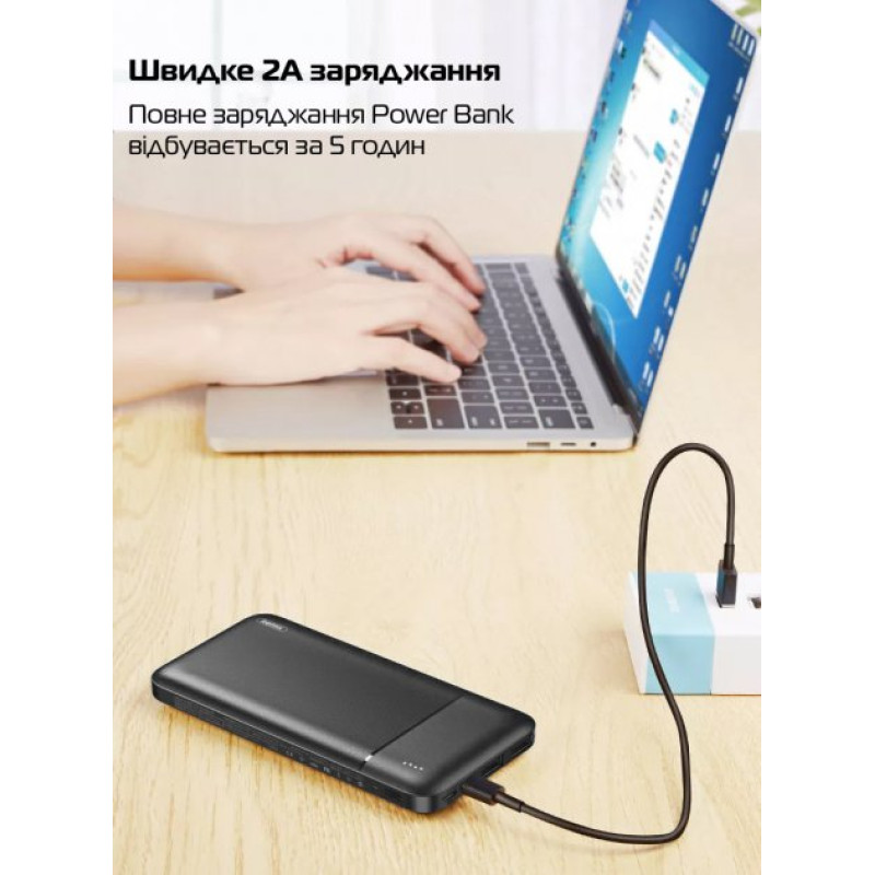 Портативное зарядное устройство павербанк REMAX Lango Series 10000mAh 2USB Power Bank RPP-96 Black Портативное зарядное устройство павербанк REMAX Lango Series 10000mAh 2USB Power Bank RPP-96 Black