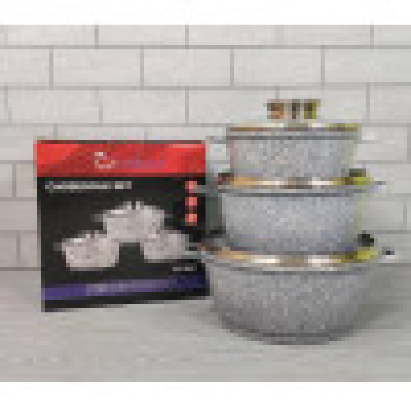 Набір каструль казанів з антипригарним покриттям, Набір посуду 6 предметів UNIQUE UN-5511, Сірий