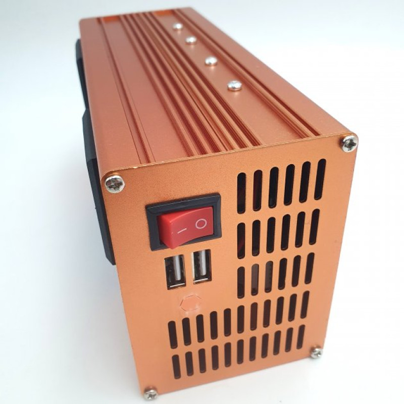 Перетворювач напруги 3000W DC 12V/24V в AC 220V з USB, інвертор із захистом від перевантажень та LCD екраном модифікована синусоїда Eryuan Коричневий