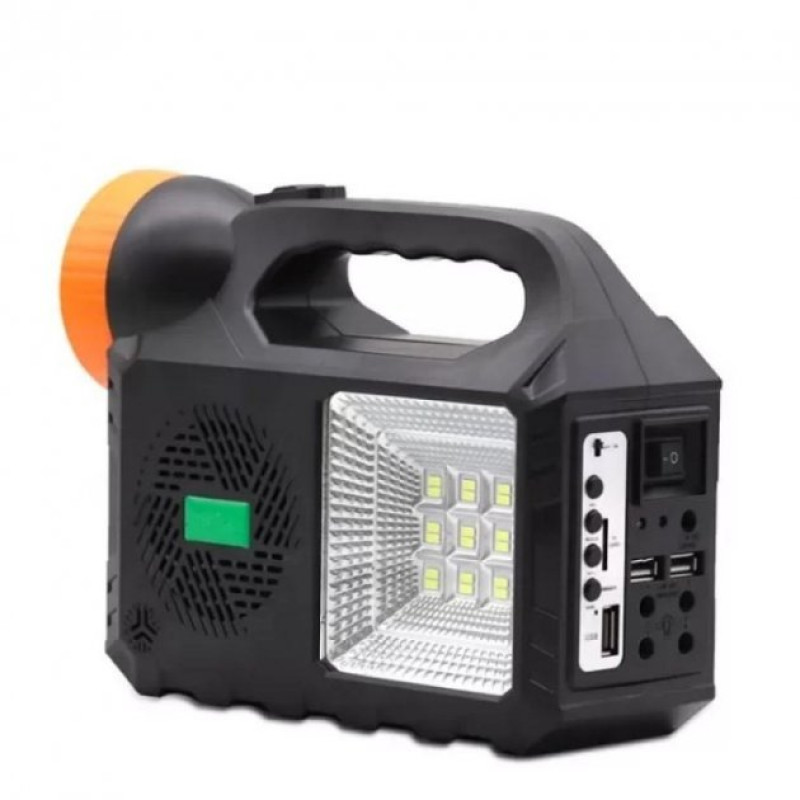 Багатофункціональний LED ліхтар із сонячною панеллю, радіо, MP3 плеєр, функцією повербанку та 3 лампочками CcLamp GD-102 Bluetooth Чорний