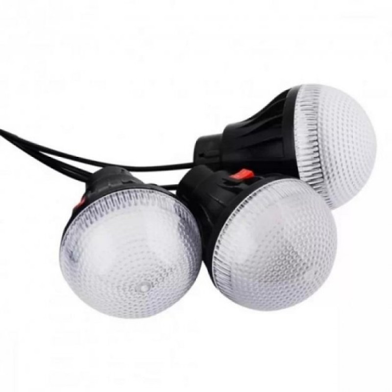 Багатофункціональний LED ліхтар із сонячною панеллю, радіо, MP3 плеєр, функцією повербанку та 3 лампочками CcLamp GD-102 Bluetooth Чорний