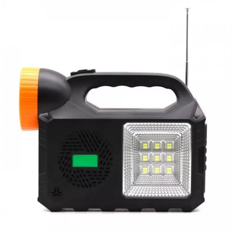 Багатофункціональний LED ліхтар із сонячною панеллю, радіо, MP3 плеєр, функцією повербанку та 3 лампочками CcLamp GD-102 Bluetooth Чорний