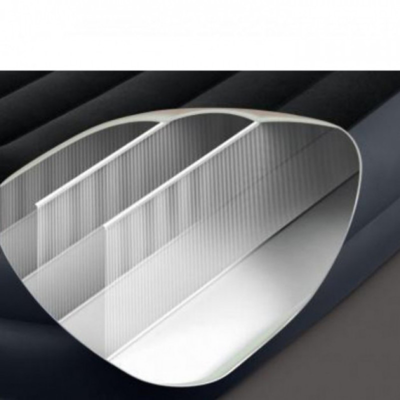 Матрац полуторний з підголівником ПВХ із флокованим покриттям надувне ліжко Intex 64142 191х137х25см Чорний