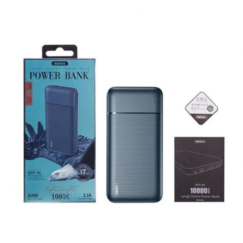 Портативное зарядное устройство павербанк REMAX Lango Series 10000mAh 2USB Power Bank RPP-96 Black Портативное зарядное устройство павербанк REMAX Lango Series 10000mAh 2USB Power Bank RPP-96 Black