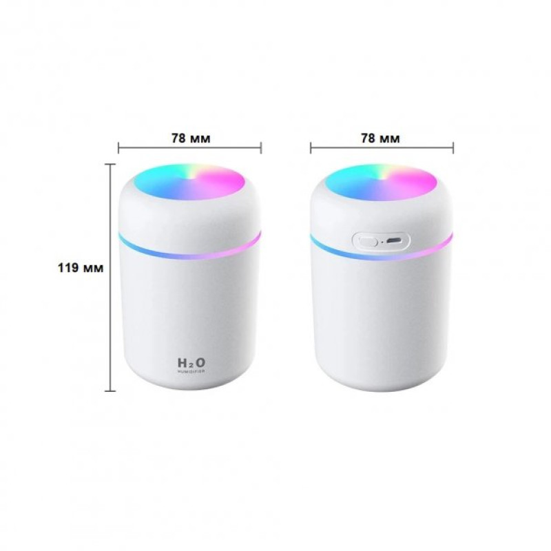 Ультразвуковий зволожувач повітря W261 з LED підсвічуванням 2Вт 300мл Білий (NT9879)