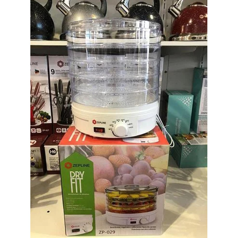Сушильний апарат для фруктів та овочів, ягід та грибів електричний сушильний апарат 5 секцій, діаметр 28см Zepline ZP-029 350Вт Білий