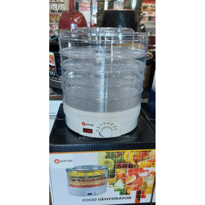 Сушильний апарат для фруктів та овочів, ягід та грибів електричний сушильний апарат 5 секцій, діаметр 28см Zepline ZP-029 350Вт Білий