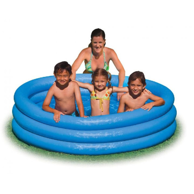 Надувний басейн дитячий від 3 років Intex 58426 Синій кристал 147х33см 324л 3 кільця Синій