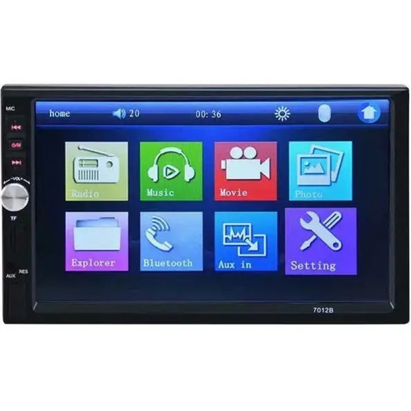 Автомагнітола 2DIN з сенсорним дисплеєм 7" з пультом керування та підтримкою камери заднього виду Bluetooth USB microSD 7012B Чорний Автомагнітола 2DIN з сенсорним дисплеєм 7" з пультом керування та підтримкою камери заднього виду Bluetooth USB microSD 7012B Чорний