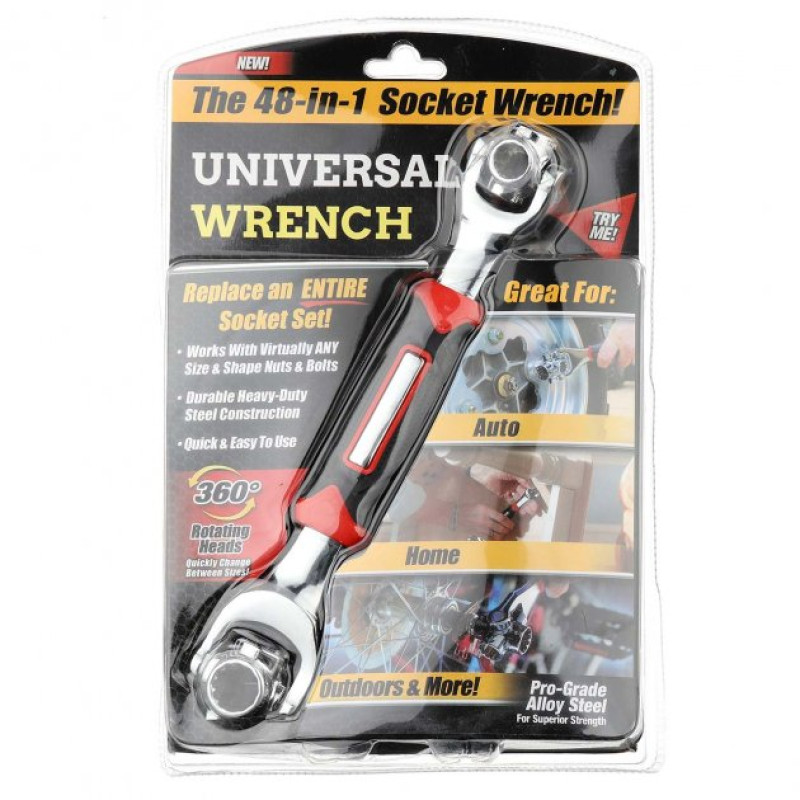 Універсальний багатофункціональний гайковий торцевий ключ - мультитул 48в1 Universal Wrench TM-38/WJ-02 Black/Red