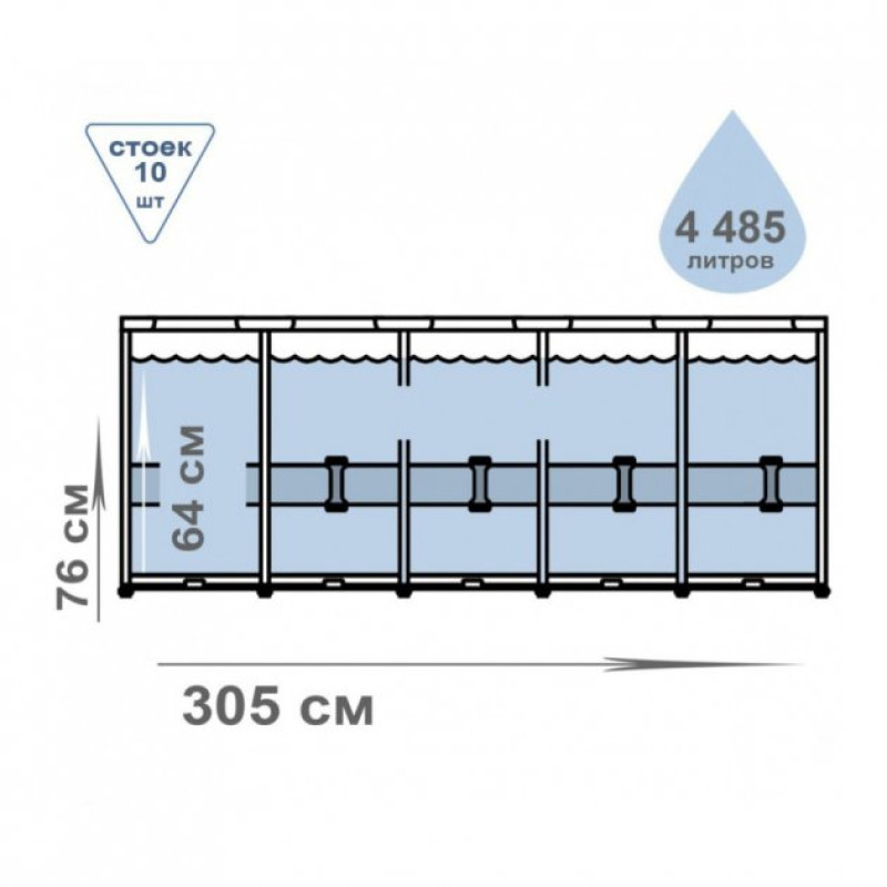 Каркасний басейн сімейний Intex 28206 305x76см 4485л Синій Каркасний басейн сімейний Intex 28206 305x76см 4485л Синій