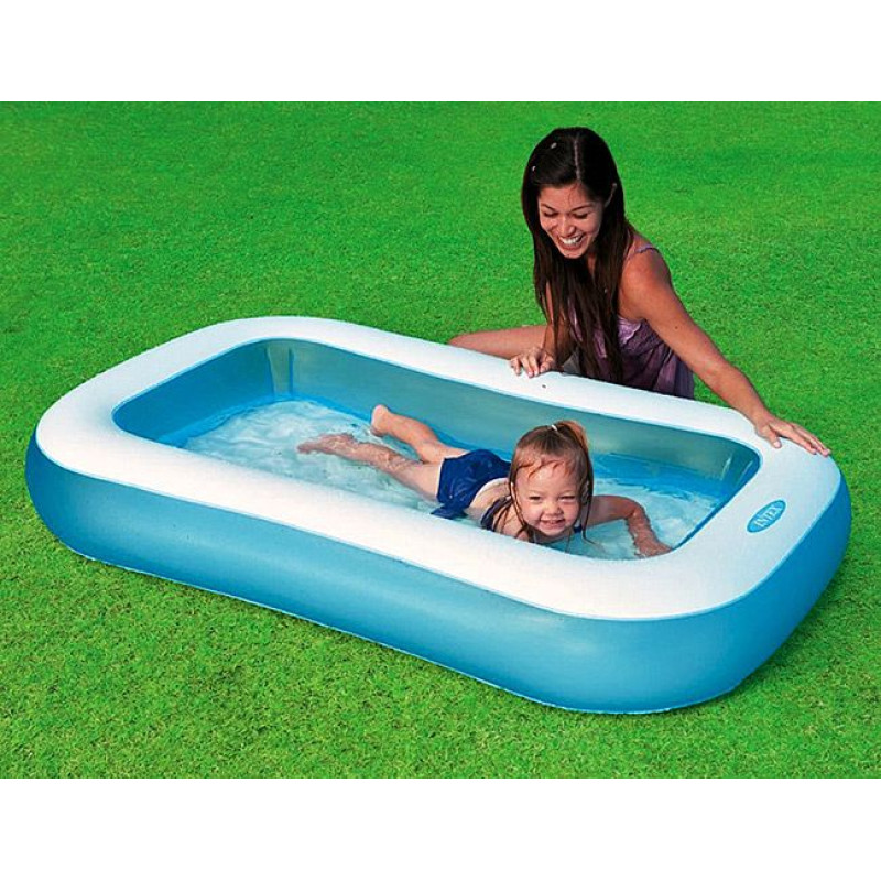 Надувний басейн дитячий від 2 років Intex 57403 166х100х28см з надувним дном 90л Блакитний