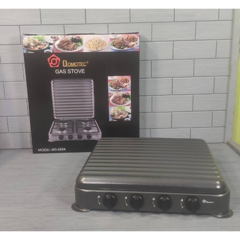 Настільна газова плита на 4 конфорки під балонний газ 49,5х49,5х9 см DOMOTEC MS-6604 Grey Настільна газова плита на 4 конфорки під балонний газ 49,5х49,5х9 см DOMOTEC MS-6604 Grey
