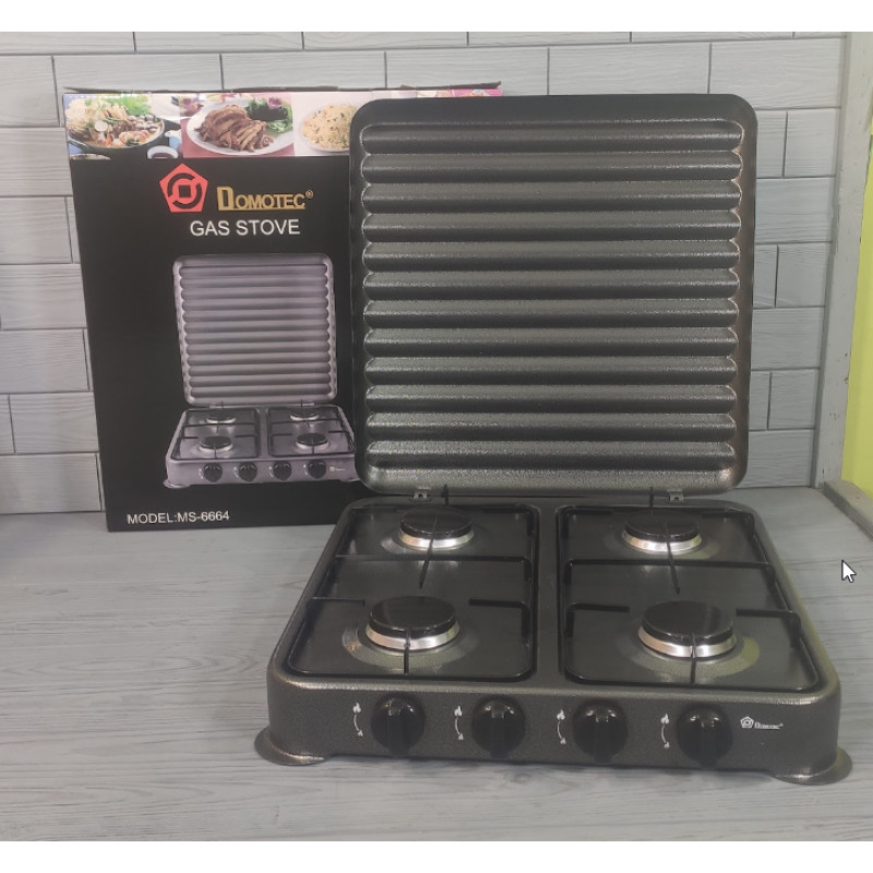Настільна газова плита на 4 конфорки під балонний газ 49,5х49,5х9 см DOMOTEC MS-6604 Grey Настільна газова плита на 4 конфорки під балонний газ 49,5х49,5х9 см DOMOTEC MS-6604 Grey