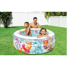 Надувний басейн дитячий від 3 років Intex 58480 Акваріум 152х56см 360л 3 камери Різнокольоровий