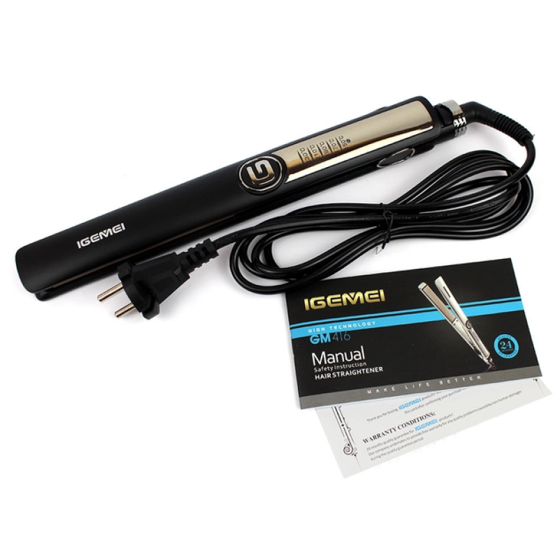 Плойка з керамічним покриттям та регулюванням температури 150-230 градусів 35Вт Geemy GM-416 Чорний