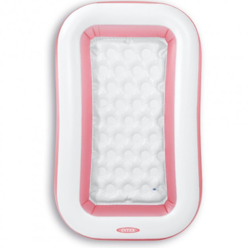 Надувний басейн дитячий від 2 років Intex 58423 166х100х18см 90л з надувним дном Рожевий