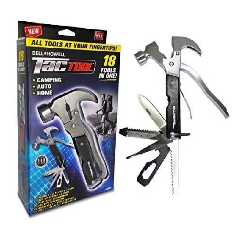 Мультитул компактний складаний з молотком TacTool 18 в 1 Black (TC09821)