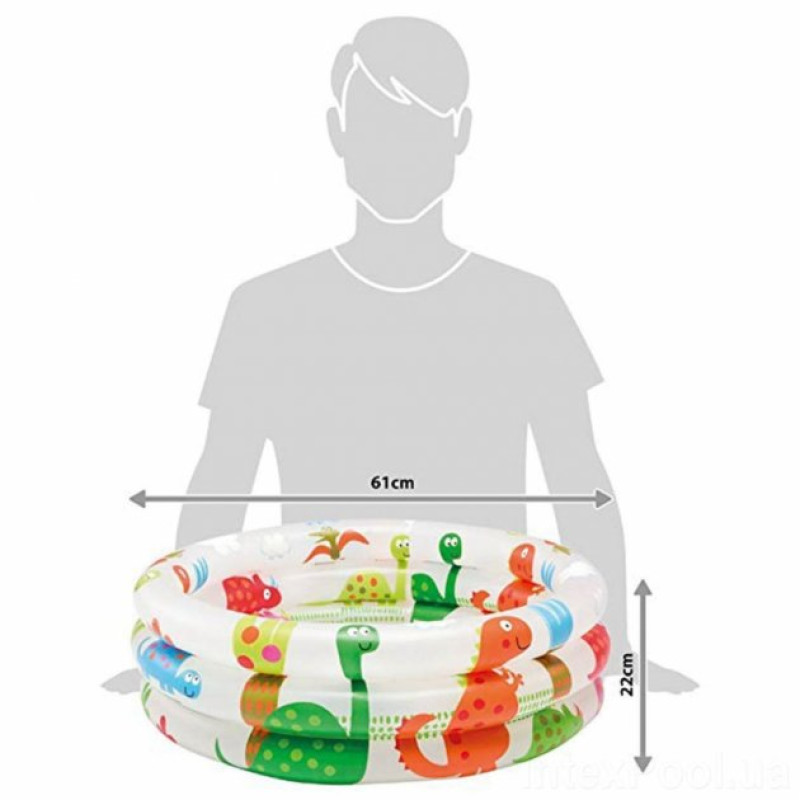 Надувний басейн дитячий від 1 року Intex 57106 Динозаврики 61х22см 33л 3 камери Різнокольоровий