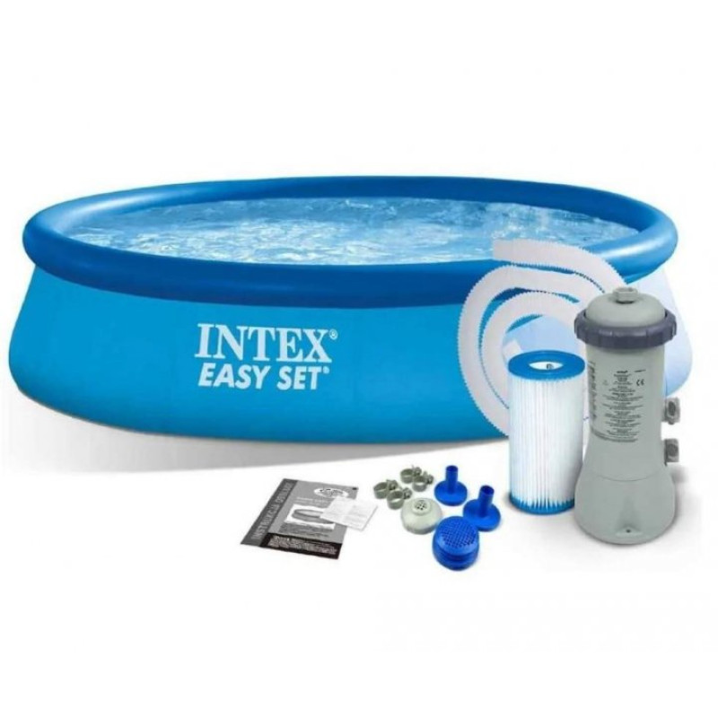 Надувной бассейн наливной семейный Intex 28118 305х61см 3077л от 6 лет с фильтром-насосом Синий