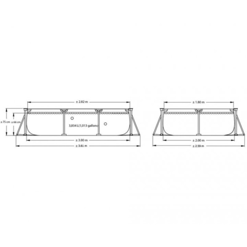 Каркасний басейн сімейний Intex 28272 300х200х75см 3834л Синій