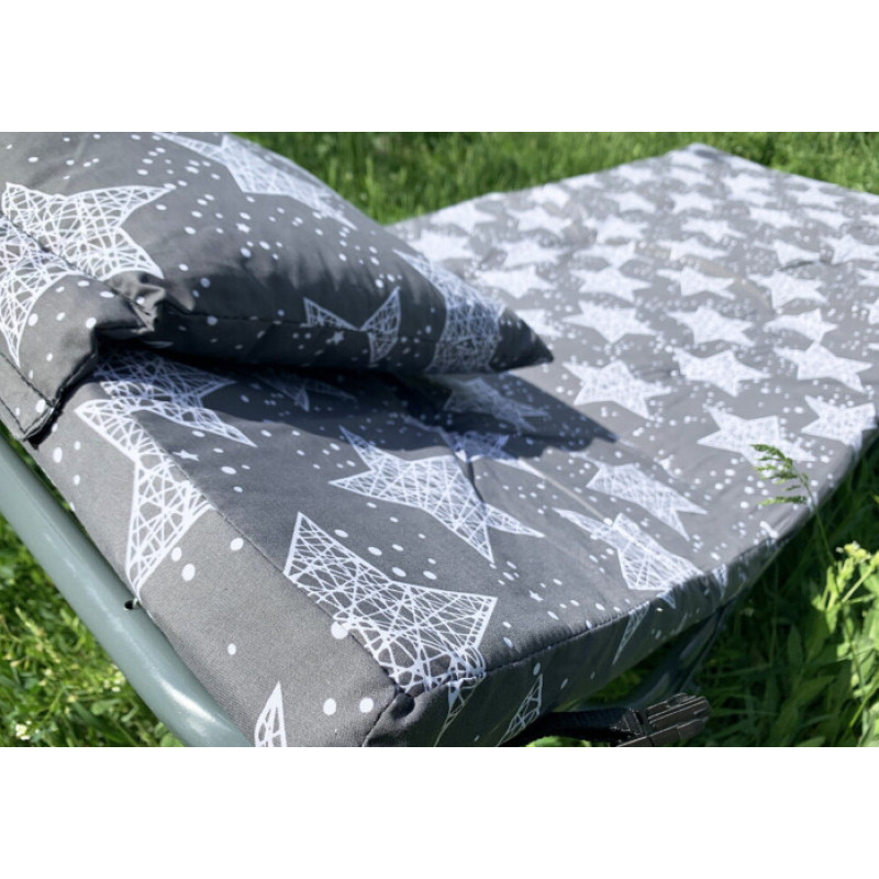 Розкладачка-ліжко на пружинах із сталевої труби з матрацом та подушкою на 4 положення навантаження до 120кг 187х72х32 см Vista Марія М-60 Сірий