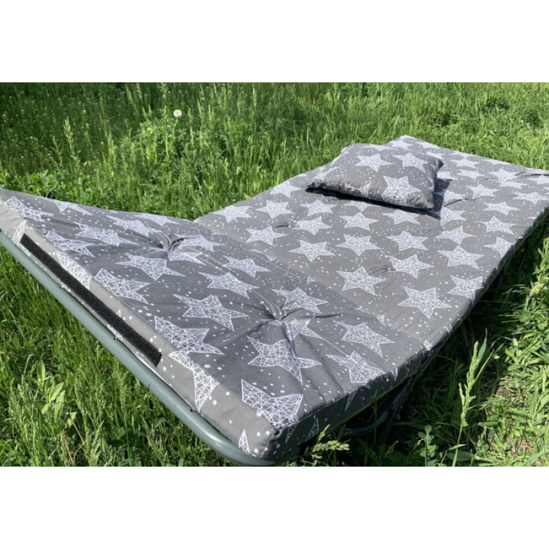 Розкладачка-ліжко на пружинах із сталевої труби з матрацом та подушкою на 4 положення навантаження до 120кг 187х72х32 см Vista Марія М-60 Сірий