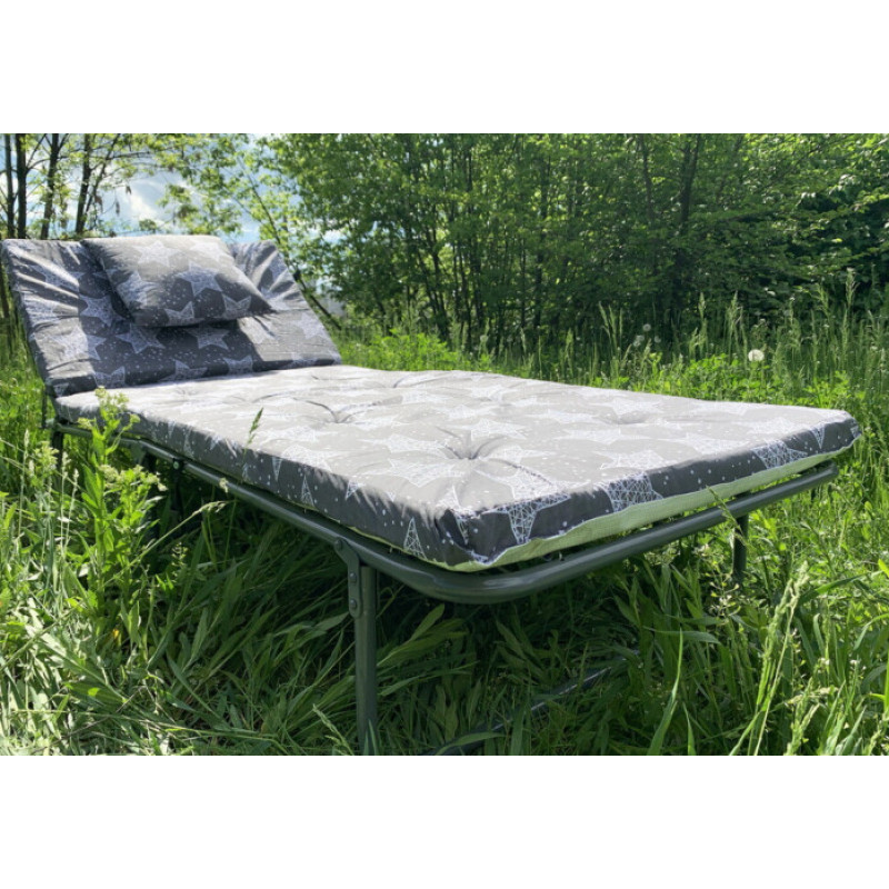 Розкладачка-ліжко на пружинах із сталевої труби з матрацом та подушкою на 4 положення навантаження до 120кг 187х72х32 см Vista Марія М-60 Сірий