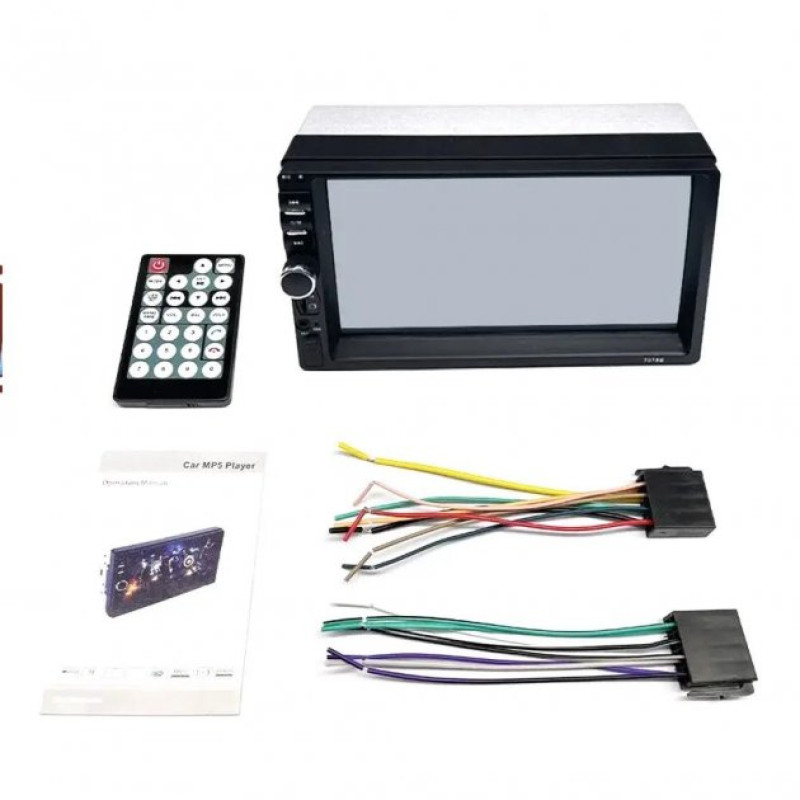 Автомагнітола 2DIN з сенсорним дисплеєм 7" з пультом керування та підтримкою камери заднього виду Bluetooth USB microSD 7018B Чорний Автомагнітола 2DIN з сенсорним дисплеєм 7" з пультом керування та підтримкою камери заднього виду Bluetooth USB microSD 7018B Чорний