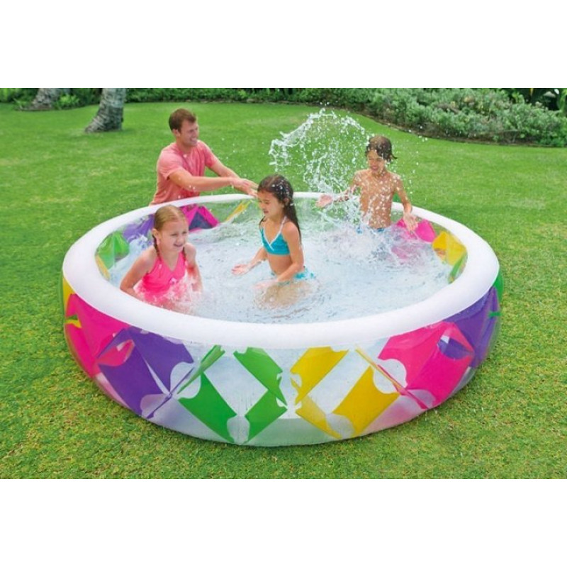 Надувний басейн дитячий від 6 років Intex 56494 Колесо 229х57см 772л Різнокольоровий