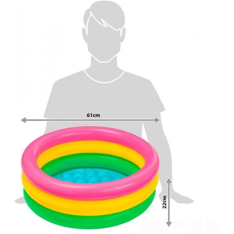 Надувний басейн дитячий від 1 року Intex 57107 Веселка 61х22см 33л 3 камери Різнокольоровий