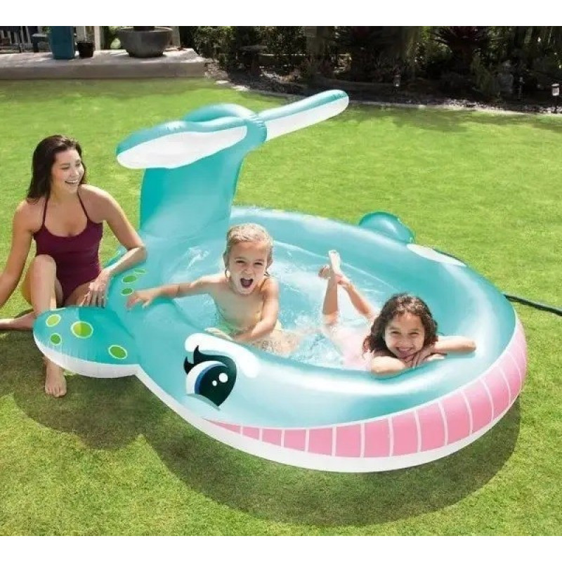 Надувний басейн дитячий від 2 років Intex 57440 Кіт 201х196х91см 200л з фонтаном Блакитний