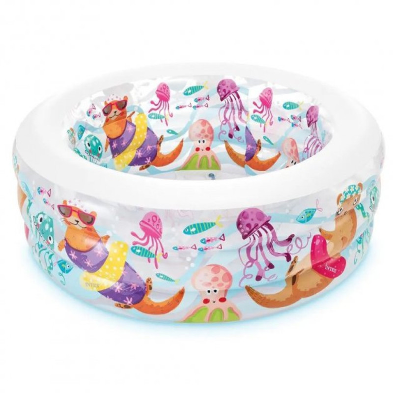 Надувний басейн дитячий від 3 років Intex 58480 Акваріум 152х56см 360л 3 камери Різнокольоровий