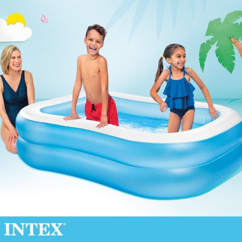 Надувний басейн Intex 57180 Сімейний від 3 років 203х152х48см 540л 2 камери Синій