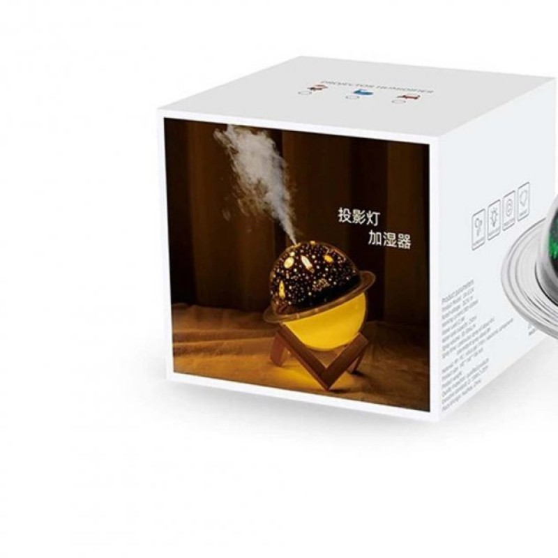 Ультразвуковий зволожувач повітря з ароматизатором нічник зі світлодіодним проектором зоряного неба 200мл Black (NT9878)