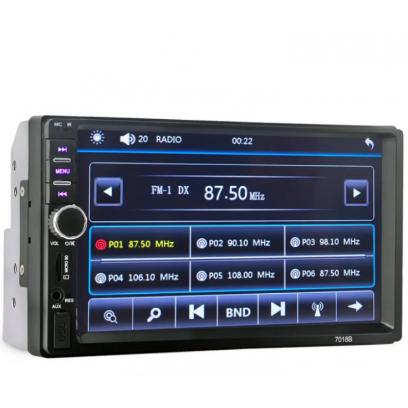 Автомагнітола 2DIN з сенсорним дисплеєм 7" з пультом керування та підтримкою камери заднього виду Bluetooth USB microSD 7018B Чорний Автомагнітола 2DIN з сенсорним дисплеєм 7" з пультом керування та підтримкою камери заднього виду Bluetooth USB microSD 7018B Чорний