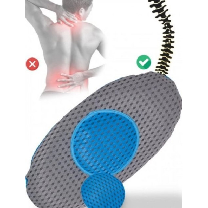 Подушка ортопедична поперекова Back Support Pillow Comfy Curve з ефектом пам'яті Grey/Blue