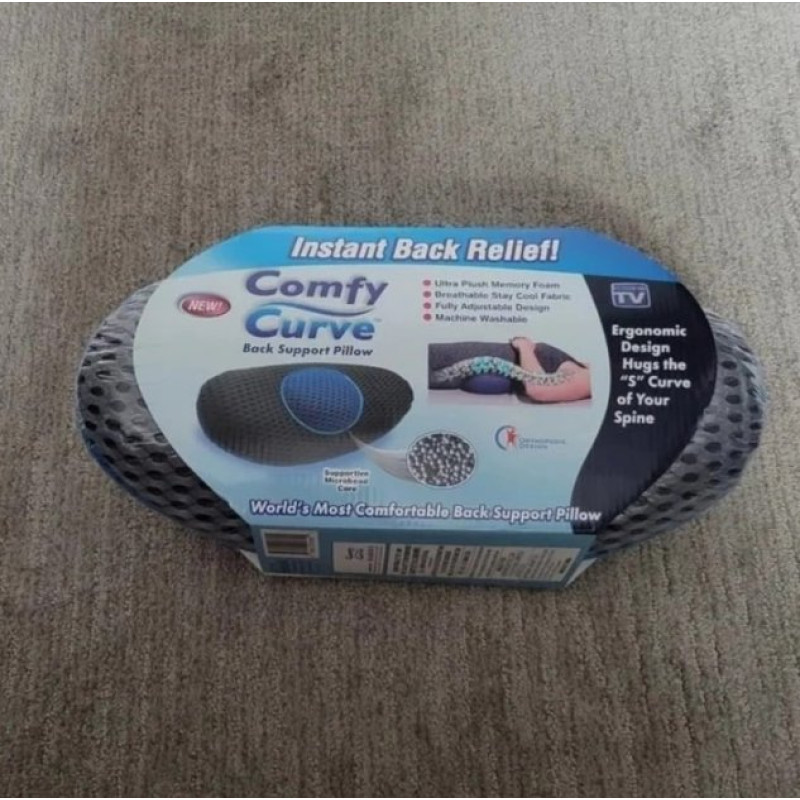 Подушка ортопедична поперекова Back Support Pillow Comfy Curve з ефектом пам'яті Grey/Blue