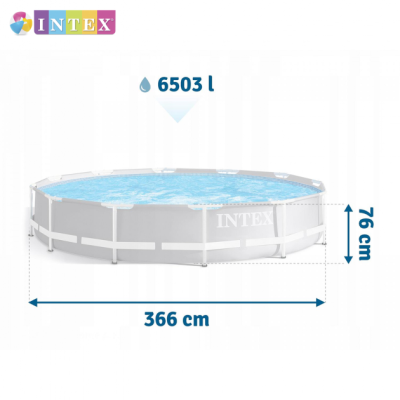 Каркасний басейн сімейний Intex 26710 366x76см 6503л Сірий Каркасний басейн сімейний Intex 26710 366x76см 6503л Сірий