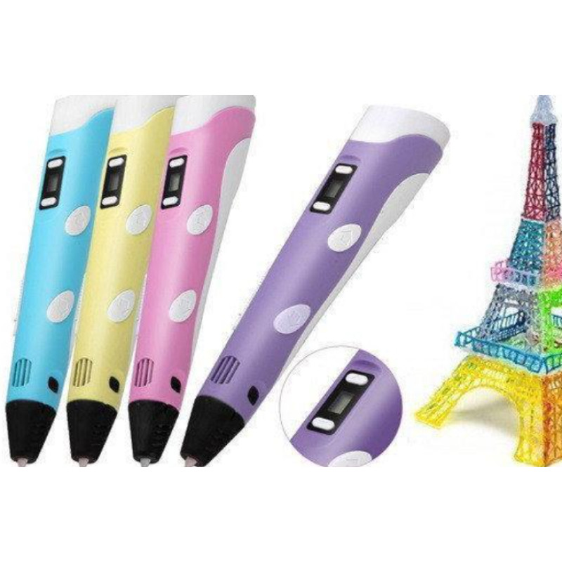 3D Ручка з екраном 3DPEN-3 на підставці з PLA пластиком Блакитний 3D Ручка з екраном 3DPEN-3 на підставці з PLA пластиком Блакитний