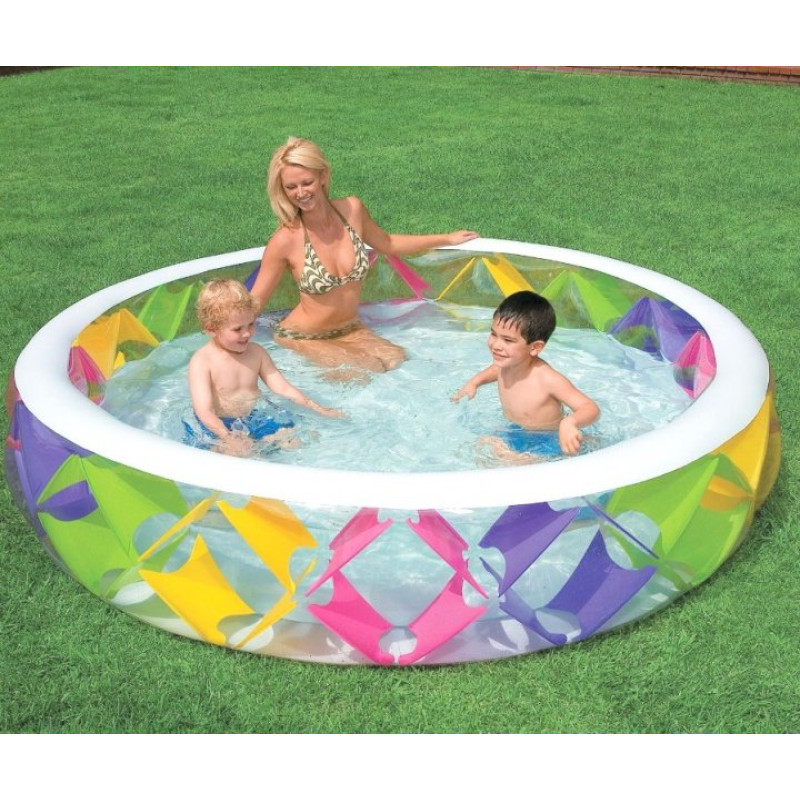 Надувний басейн дитячий від 6 років Intex 56494 Колесо 229х57см 772л Різнокольоровий