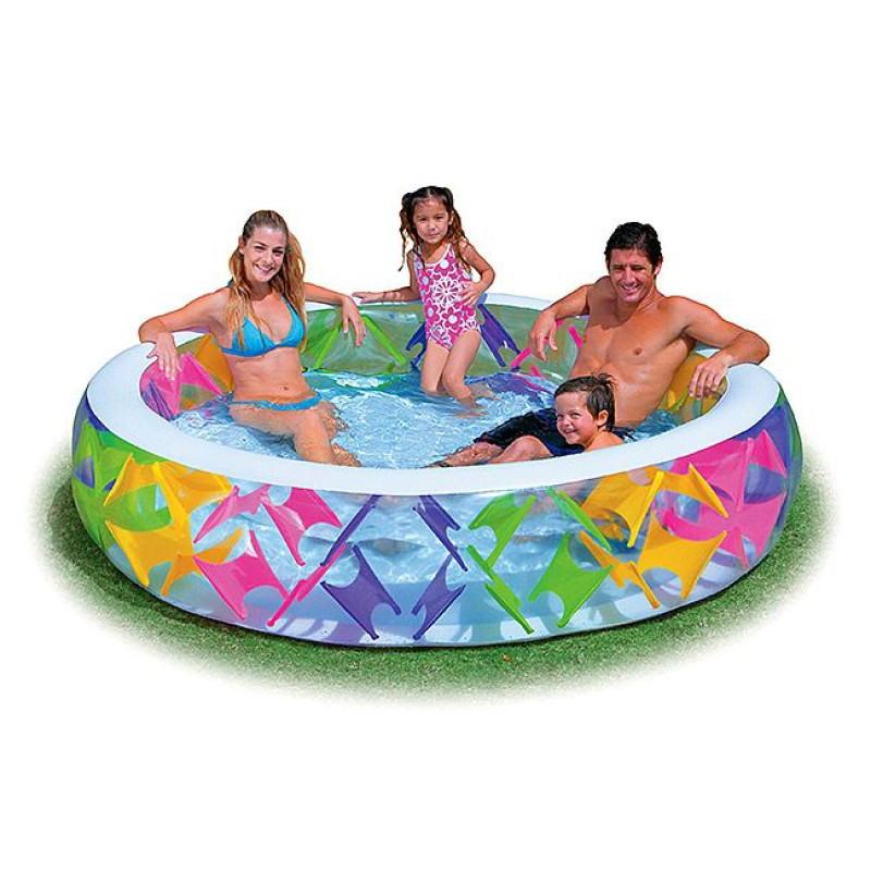 Надувний басейн дитячий від 6 років Intex 56494 Колесо 229х57см 772л Різнокольоровий