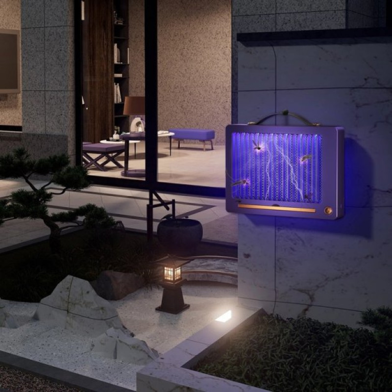 Лампа-пастка настінна для знищення комах з ручкою та акумулятором 2000мАг 3Вт 26*4*20 см Black (NT9875)